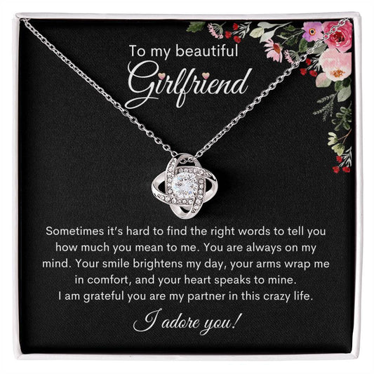 Beautiful Girlfriend- I Adore You Love Knot Necklace