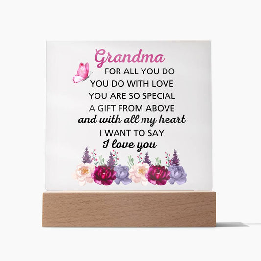 Grandma Floral I Love You Square Acrylic